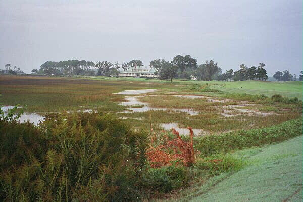 The 18th doglegs left along the marsh as it heads back toward the clubhouse.