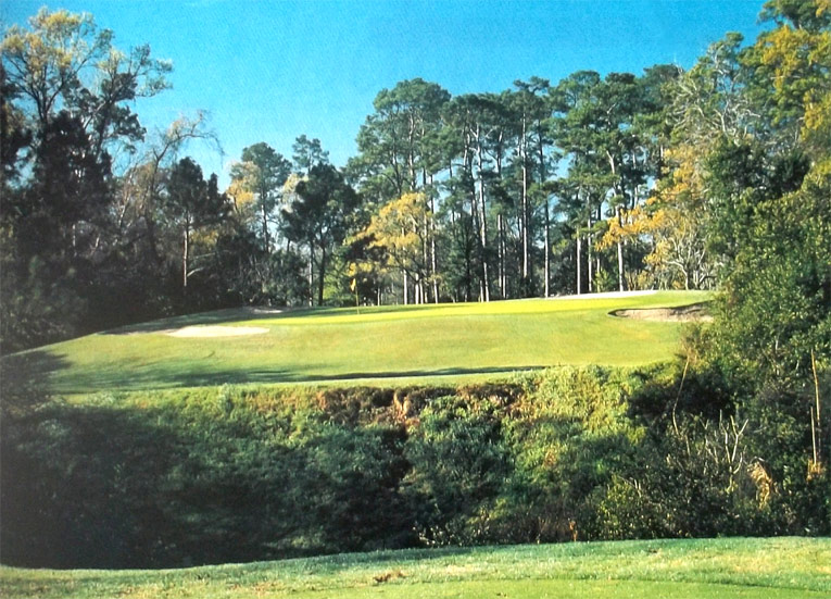 The par 3 sixth crosses a gulley and highlights the attractive property of the course.